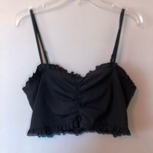 Black crop top with ruffle